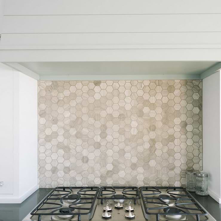 Wooden Beige 2" Hexagon Polished Marble Mosaic; in Tan Wooden Beige; for Backsplash, Floor Tile, Kitchen Floor, Kitchen Wall, Wall Tile, Bathroom Floor, Bathroom Wall, Shower Wall, Shower Floor, Outdoor Floor, Outdoor Wall, Commercial Floor; in Style Ideas Classic, Farmhouse, Modern, Traditional