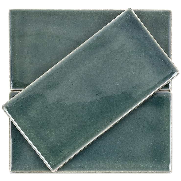 Nabi Deep Emerald 3x6 Crackled Glass Tile