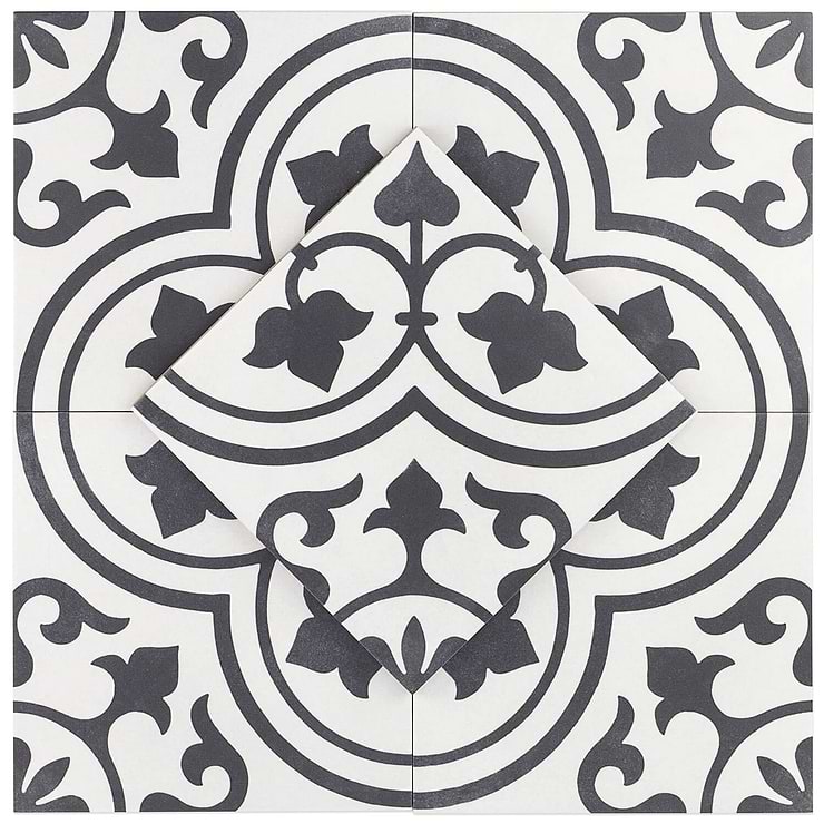 Cascais White Ornate 9x9 Matte Porcelain Tile