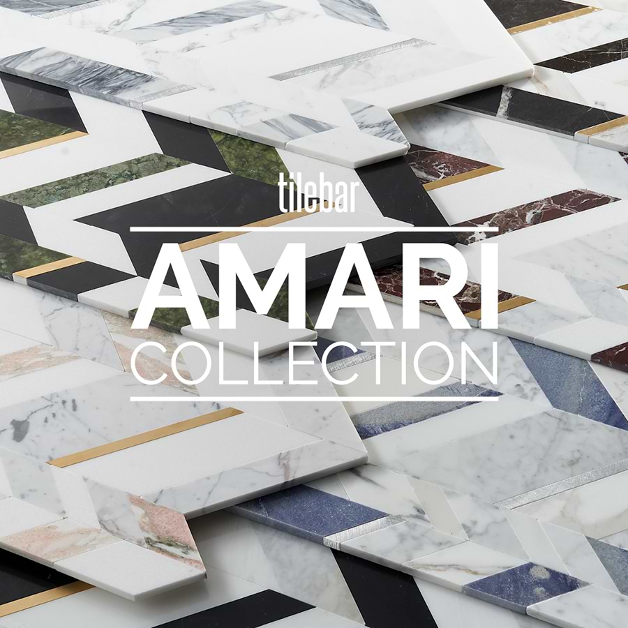 Amari Saint Laurent Polished Marble and Brass Mosaic Tile