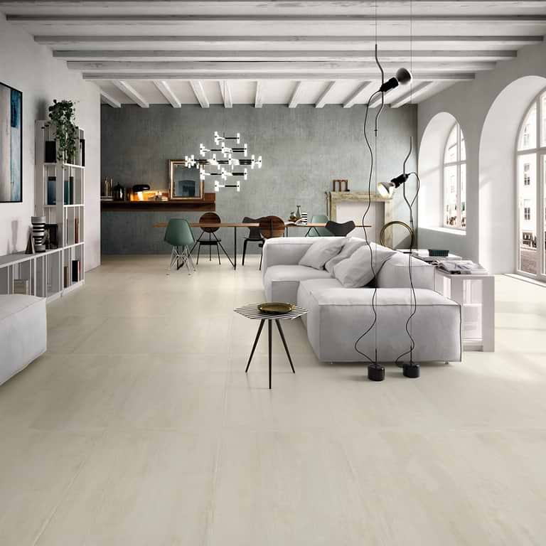 large format porcelain tile in commercial space