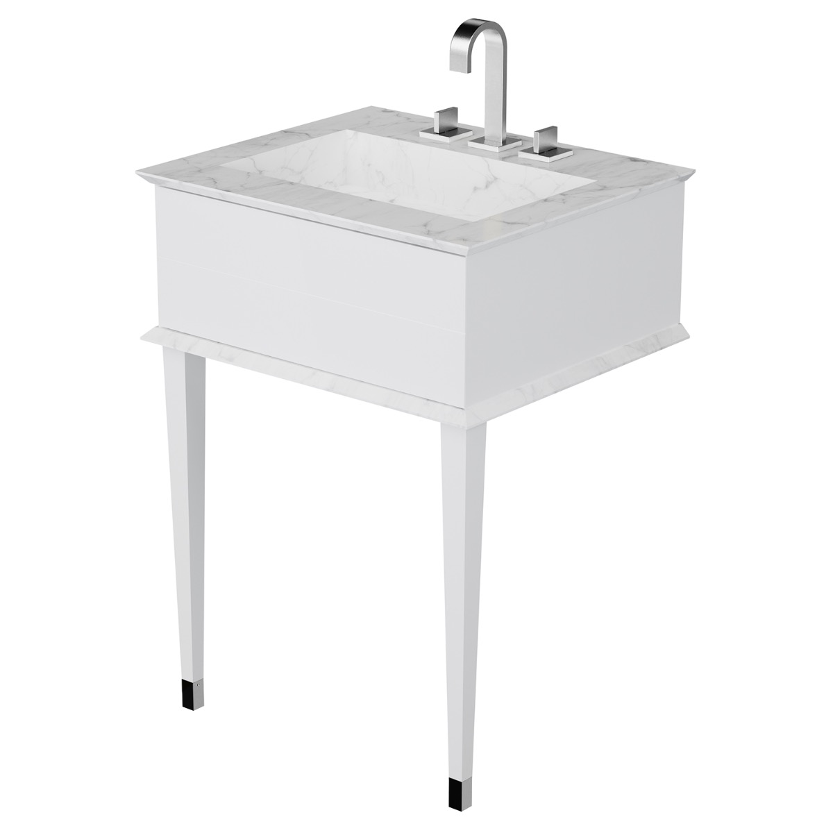 Classic Carrara 24" White Vanity with Chrome Accents 