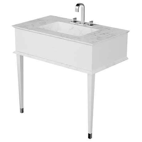 Classic Collection 36"  Carrara and White Vanity with Chrome Accents