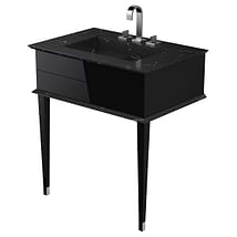 Classic Nero Marquina 30" Black Vanity with Chrome Accents 