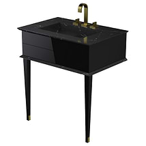 Classic Nero Marquina 30" Black Vanity with Gold Accents 