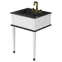 Classic Nero Marquina 24" White Vanity with Gold Accents 