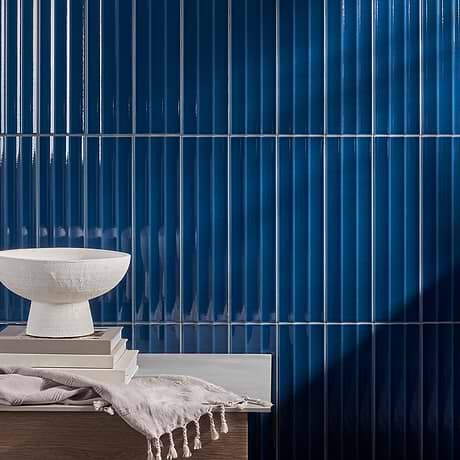 Colorplay Fluted Nautical Blue 4.5x18 3D Crackled Glossy Ceramic Tile