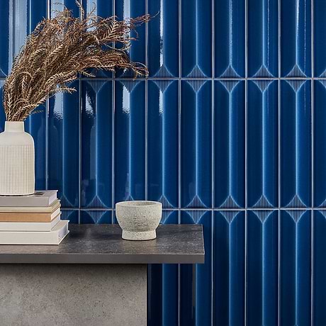 Colorplay Inflex Nautical Blue 4.5x18 3D Crackled Glossy Ceramic Tile