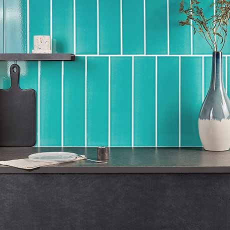 Colorplay Teal Green 4.5x18 Crackled Glossy Ceramic Tile