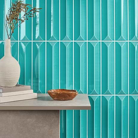Colorplay Inflex Teal Green 4.5x18 3D Crackled Glossy Ceramic Tile