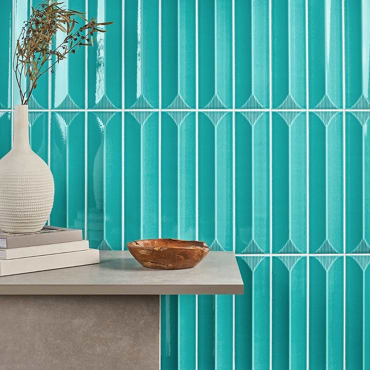 Colorplay Inflex Teal Green 4.5x18 3D Crackled Glossy Ceramic Tile
