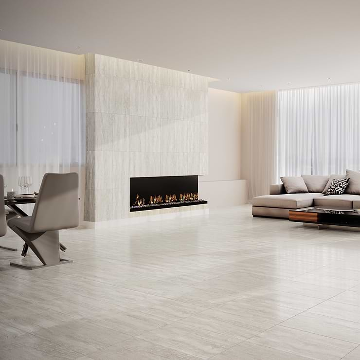 Nashville White 12x24 Travertine Look Matte Porcelain Tile