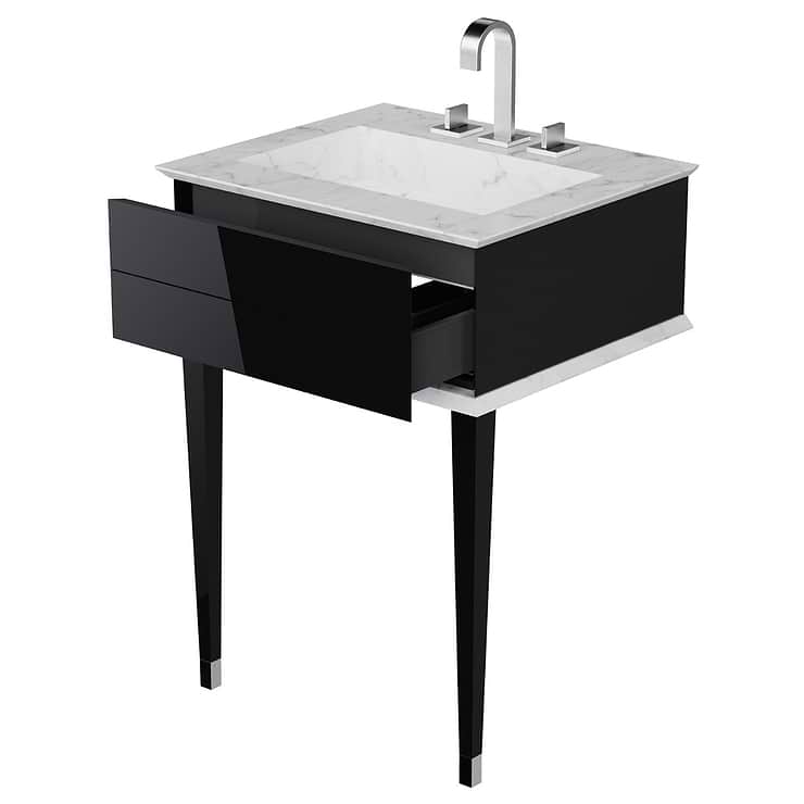 Classic Carrara 24" Black & Chrome Vanity 