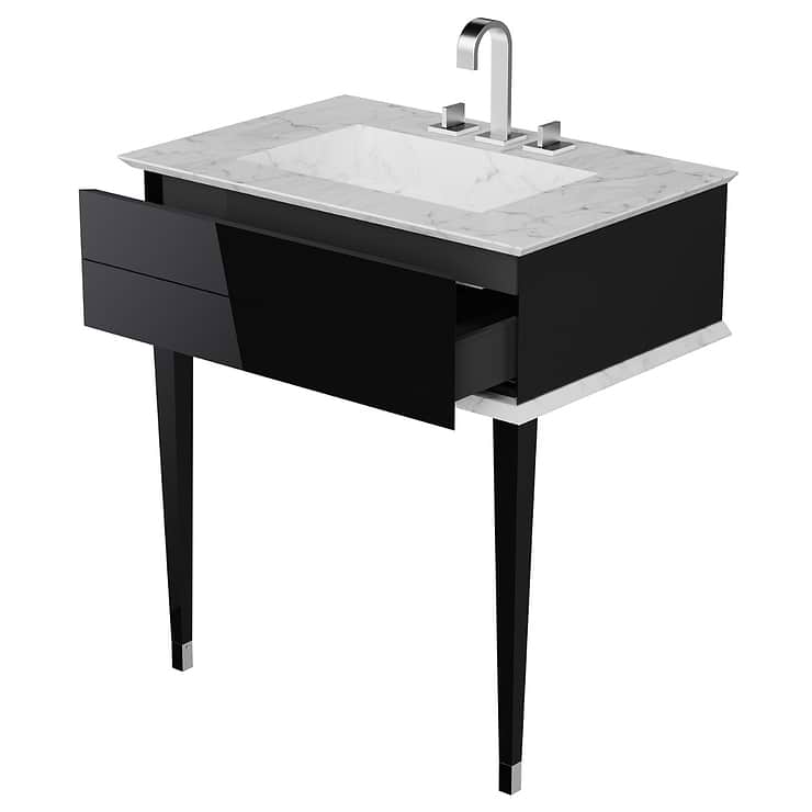 Classic Carrara 30" Black Vanity with Chrome Accents 