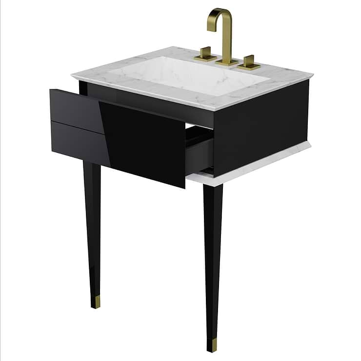 Classic Carrara 24" Black Vanity with Gold Accents 