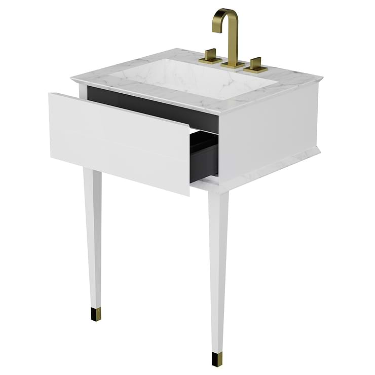 Classic Carrara 24" White Vanity with Gold accents 