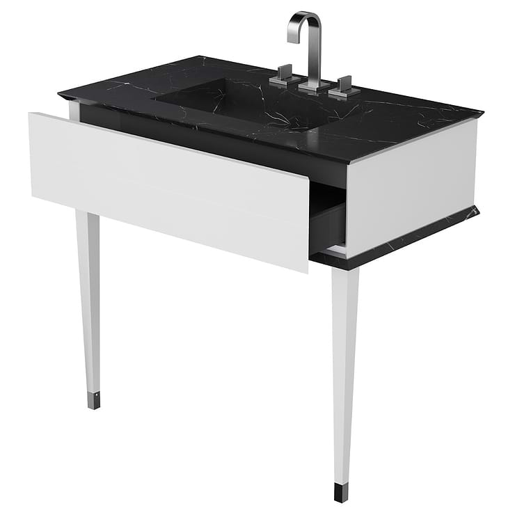 Classic Collection 36" Nero and White Vanity with Chrome Accents