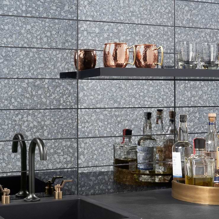 Marmont Iron Gray 4.5x18 Polished Antique Mirror Tile