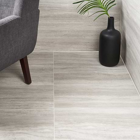 Nashville Gray 12x24 Travertine Look Matte Porcelain Tile