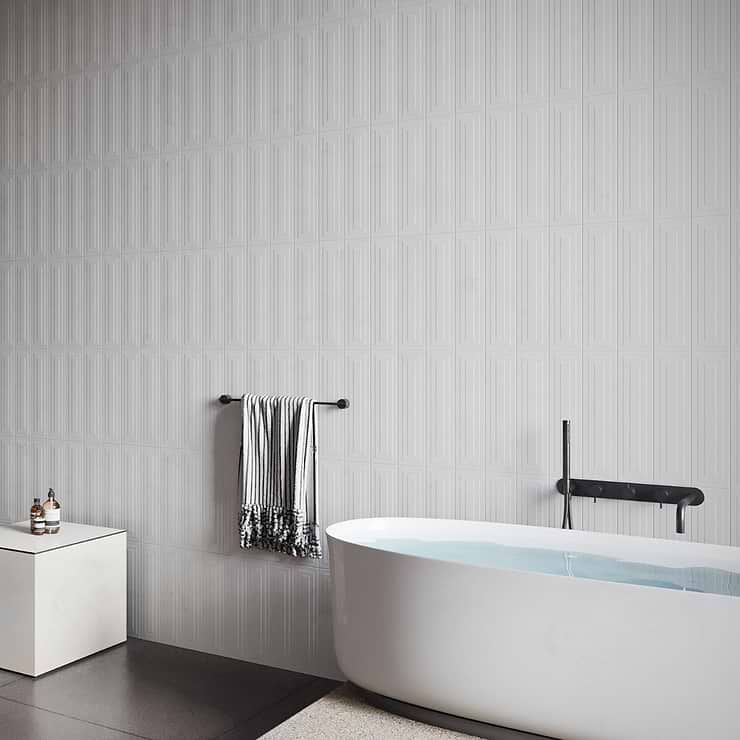 Colorplay Frame White 4.5x18 3D Crackled Glossy Ceramic Tile