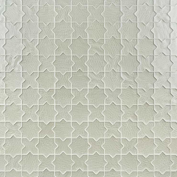 Behati White 4" Star Cross Polished Glass Mosaic Tile