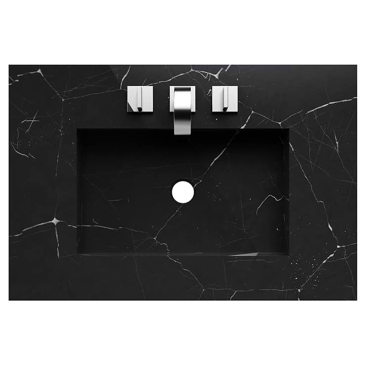 Classic Nero Marquina 30" Black Vanity with Chrome Accents 