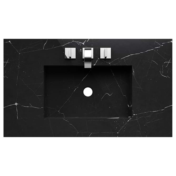 Classic Nero Marquina 36" Black Vanity with Chrome Accents 