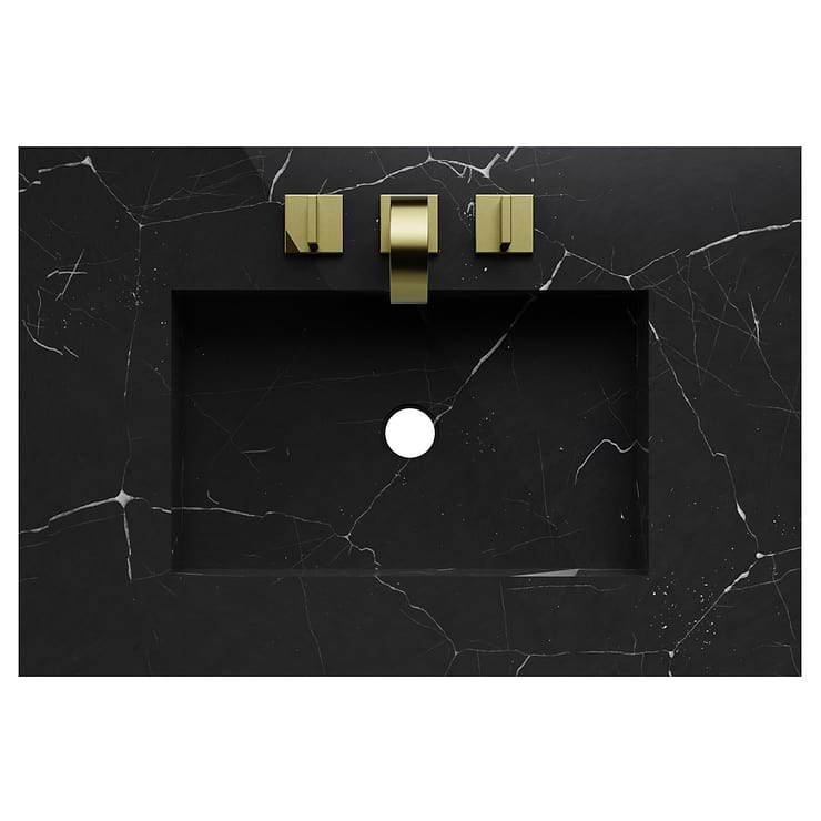 Classic Nero Marquina 30" Black Vanity with Gold Accents 