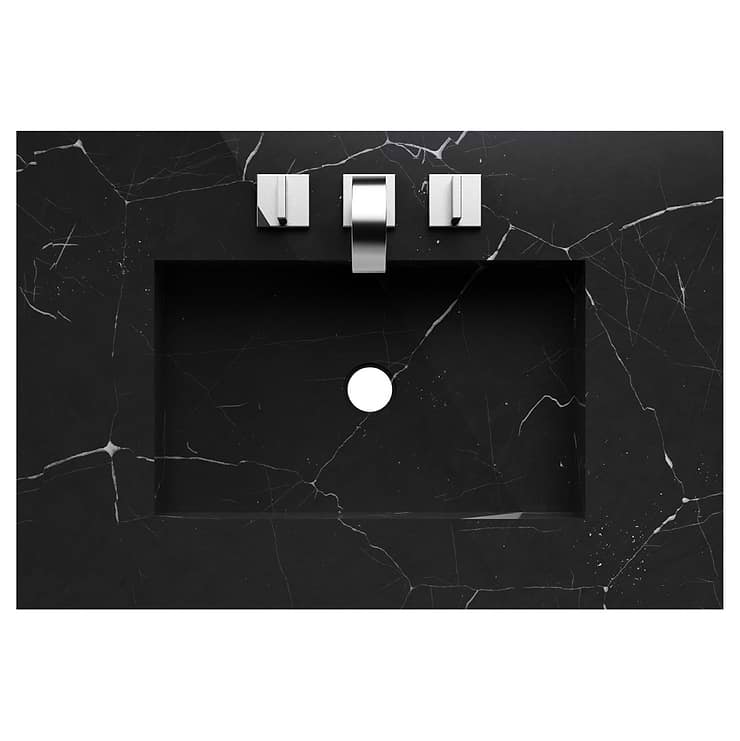 Classic Nero Marquina 30" White Vanity with Chrome Accents 