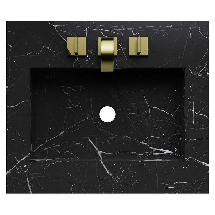 Classic Nero Marquina 24" White Vanity with Gold Accents 