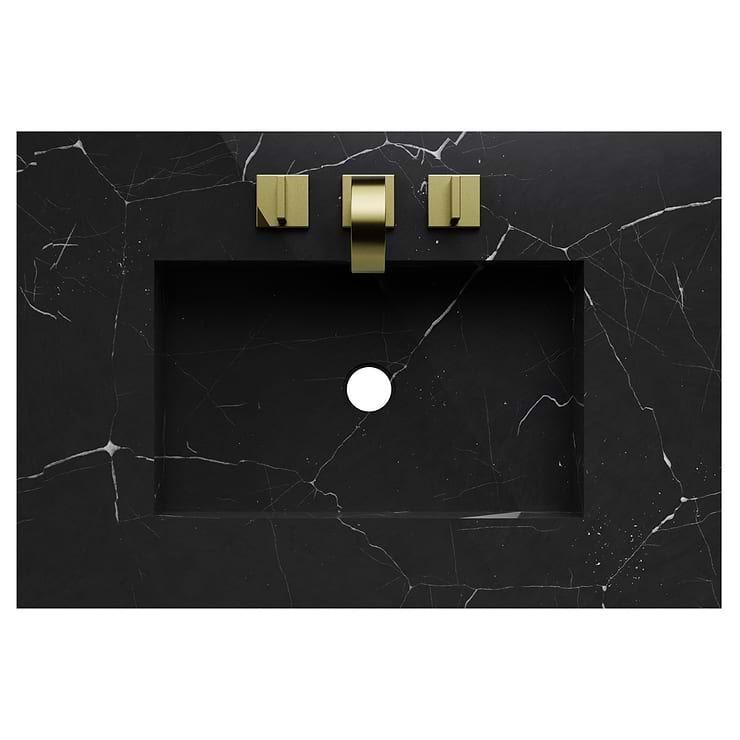 Classic Nero Marquina 30" White Vanity with Gold Accents 