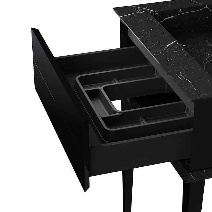 Classic Nero Marquina 30" Black Vanity with Chrome Accents 