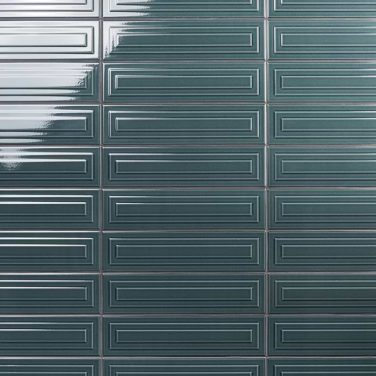 Colorplay Frame Emerald Green 4.5x18 3D Crackled Glossy Ceramic Tile
