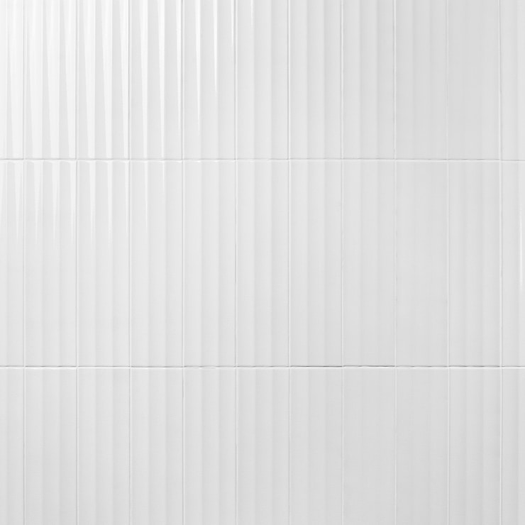 Colorplay Fluted White 4.5x18 3D Crackled Glossy Ceramic Tile