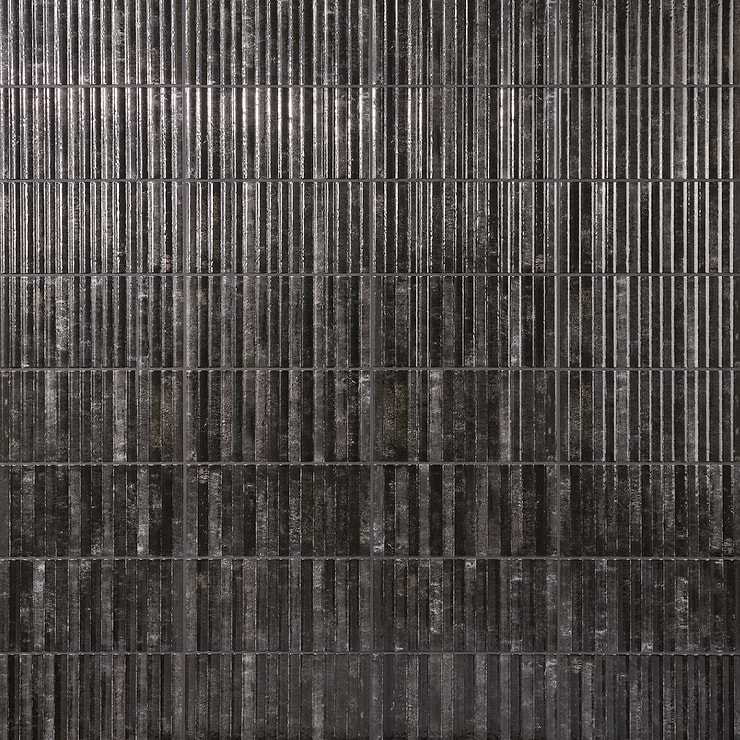 Curve Fluted Black 6x12 3D Glossy Ceramic Tile