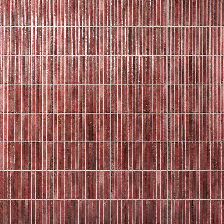 Curve Fluted Red 6x12 3D Glossy Ceramic Tile