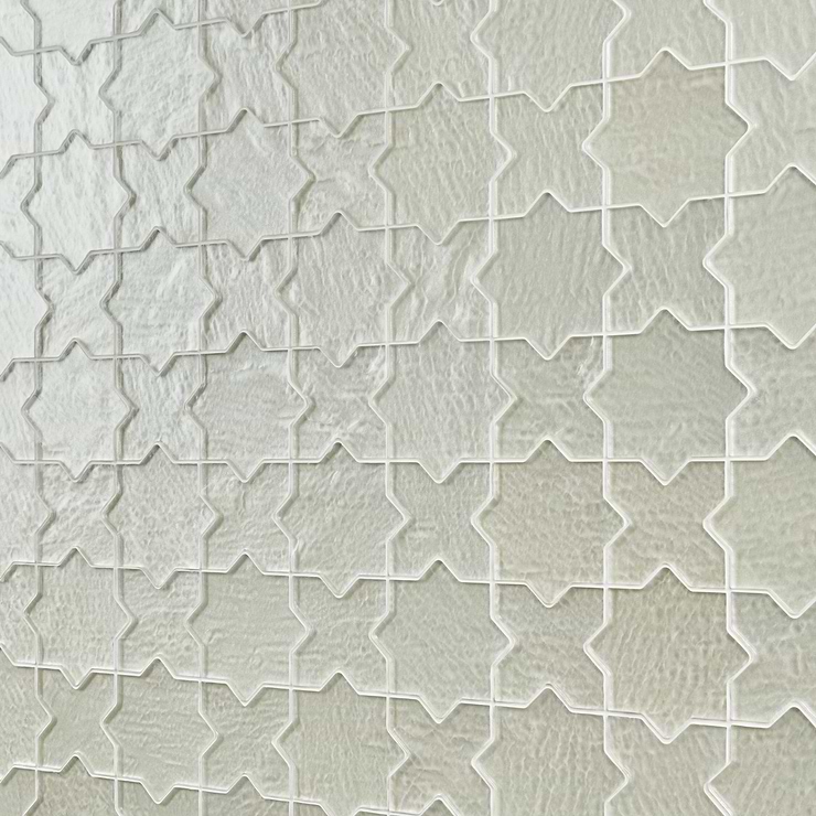 Behati White 4" Star Cross Polished Glass Mosaic Tile
