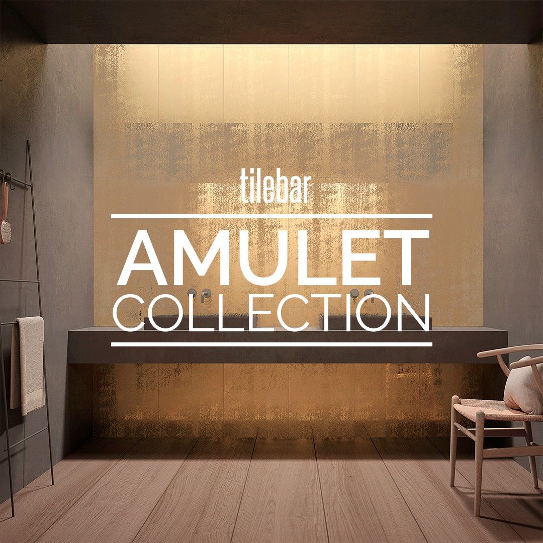 Amulet Mist Gold 18x36 Metal Laminated Porcelain Tile