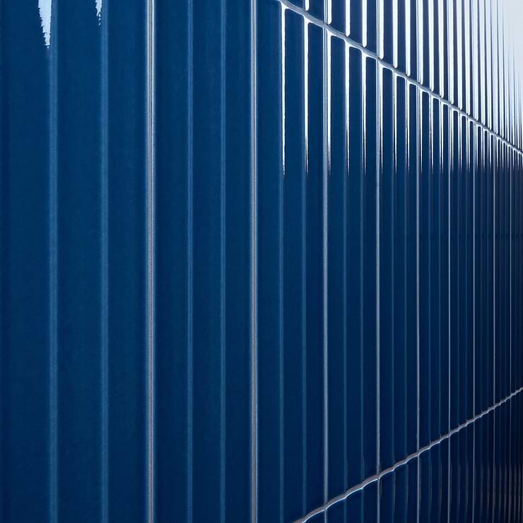 Colorplay Fluted Nautical Blue 4.5x18 3D Crackled Glossy Ceramic Tile