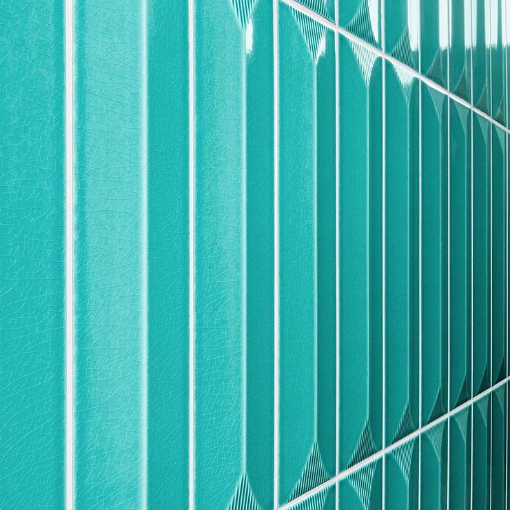 Colorplay Inflex Teal Green 4.5x18 3D Crackled Glossy Ceramic Tile