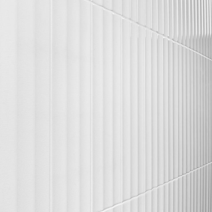 Colorplay Fluted White 4.5x18 3D Crackled Glossy Ceramic Tile