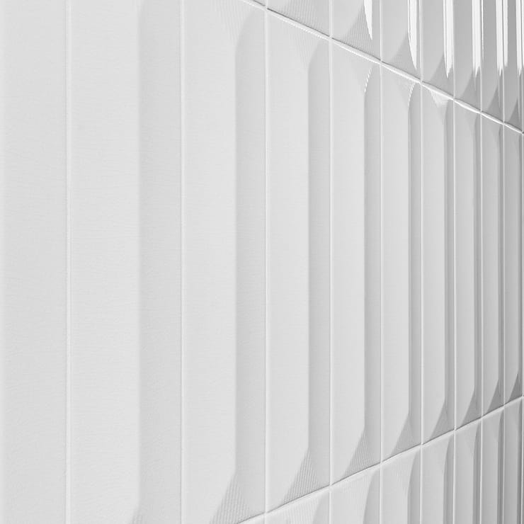 Colorplay Inflex White 4.5x18 3D Crackled Glossy Ceramic Tile