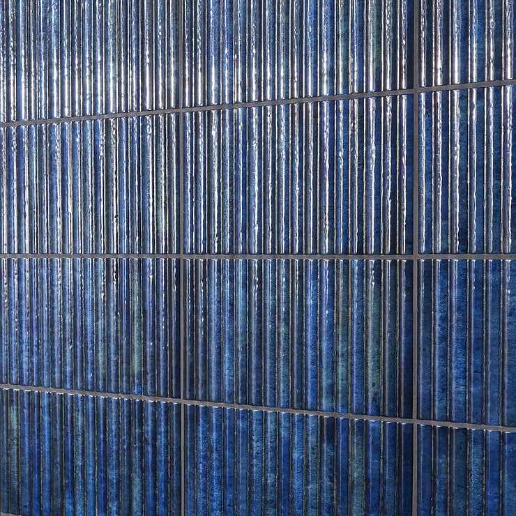 Curve Fluted Blue 6x12 3D Glossy Ceramic Tile