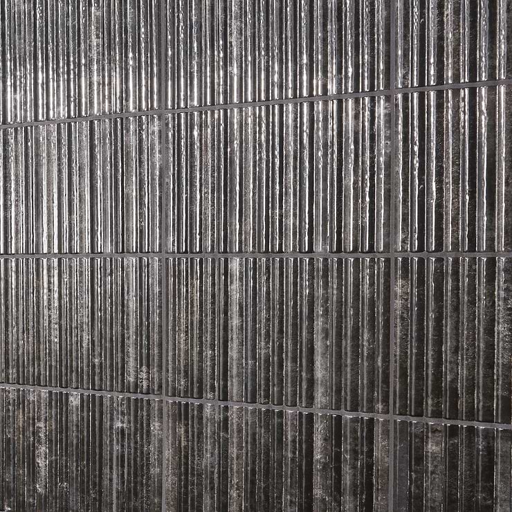 Curve Fluted Black 6x12 3D Glossy Ceramic Tile