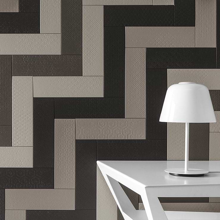 Tessuto Carbone Charcoal Black 4x12 Porcelain Matte Subway Tile