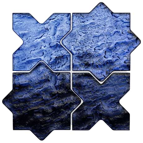Behati Blue 4" Star Cross Polished Glass Mosaic Tile