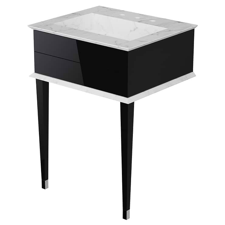 Classic Carrara 24" Black & Chrome Vanity 