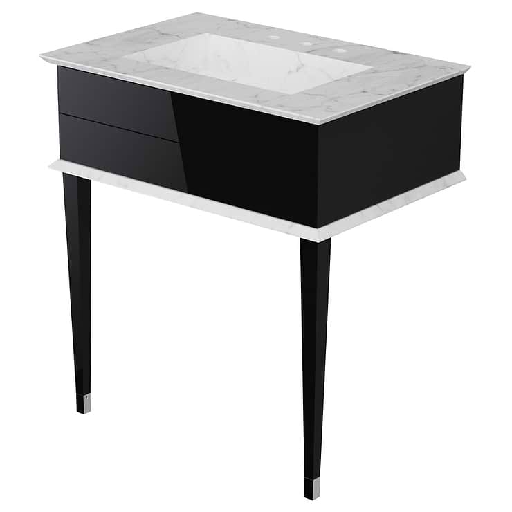 Classic Carrara 30" Black Vanity with Chrome Accents 