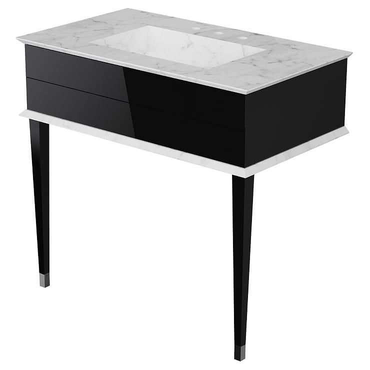 Classic Carrara 36" Black Vanity with Chrome Accents 