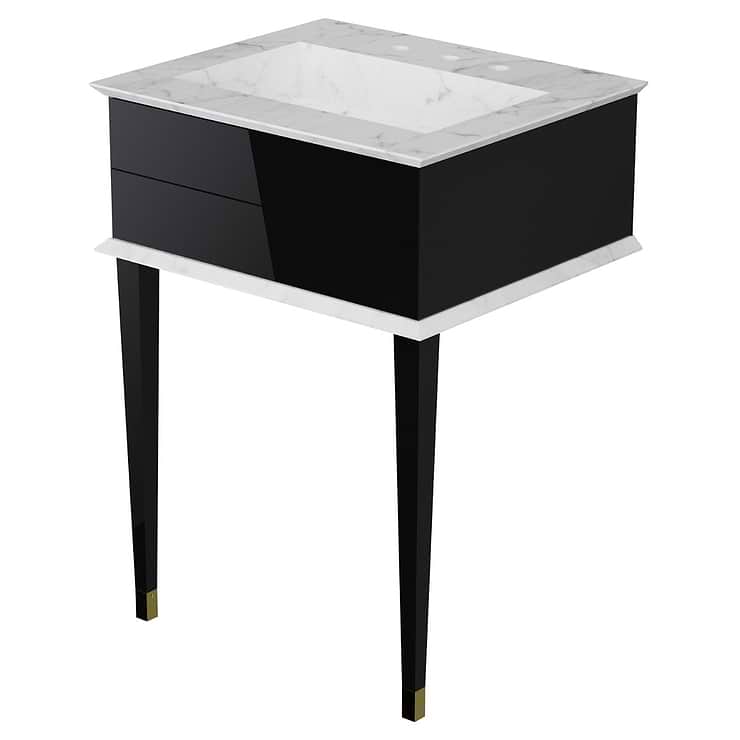 Classic Carrara 24" Black Vanity with Gold Accents 